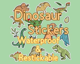 Dinosaurier Sticker | Wasserdicht | Kein Durcheinander Restickable | 17 Count