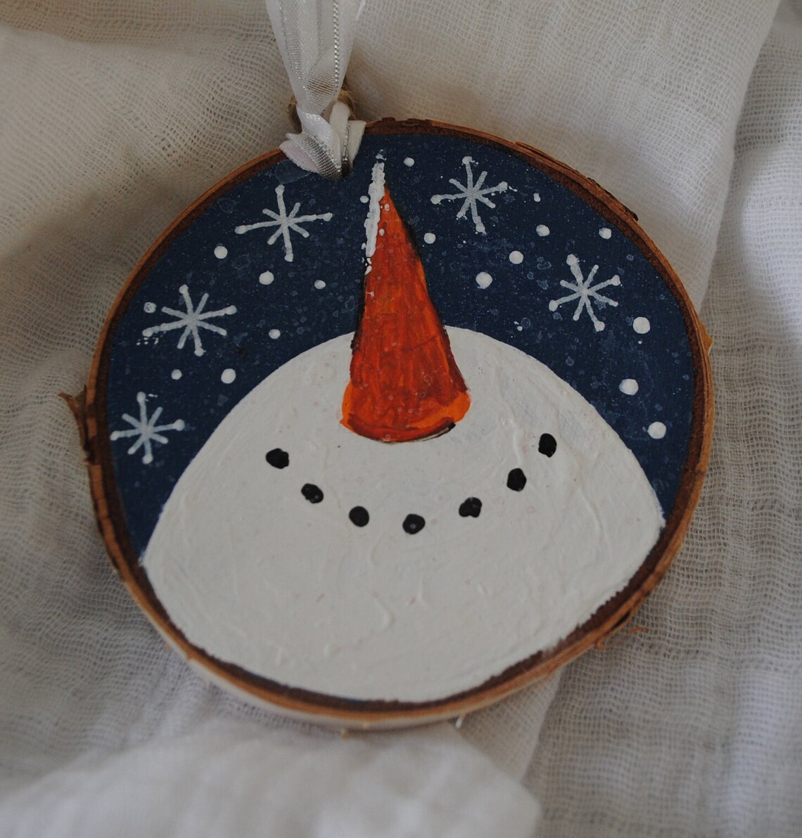 Hand Painted Snowman Ornament: Birch Wood Slice Christmas Decor - Etsy