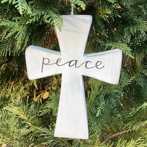 Hand Lettered White Wooden Cross: Farmhouse Style Decor
