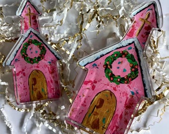 Pink Christmas Church Shelf Sitter | Acrylic Church Decor | Christian Christmas Decor | Faith Filled Holiday Decoration