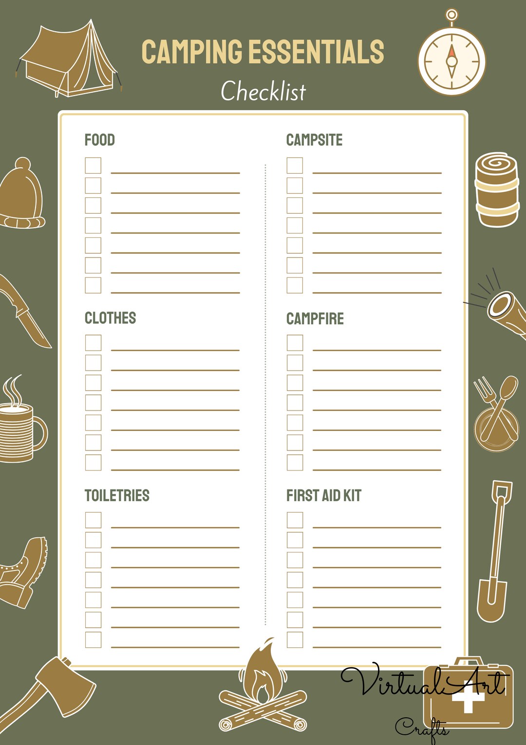Editable Camping Checklist Camping Planner Digital Template Etsy