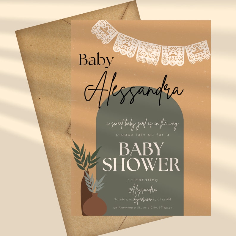 Mexican Neutral Babyshower Invite, Editable Template Instant Download ...