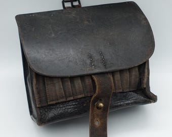 WW1 Swiss Army Military Leather Bag Ammo Pouch Vetterli S.A. Rare 1881 world war 1