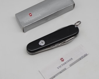 Unused Victorinox Officier Suisse Beautiful Black Stainless TCS Touring Club Schweiz Switzerland Collectors pocket knife SAK
