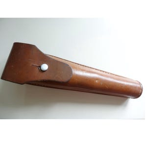 Vintage Swiss Army Military Leather Schießbecher for K31 Bag for rifle grenade device 1958 Officier Switzerland Gewehrgranatgerät 50s
