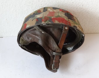 Original Vintage Schweizer Armee Militär Motorrad Condor Helm Helm Liner & Chinstrap A Schweiz Motorrad Harley-Davidson Camouflage 1960er