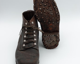 WWII Swiss Army Mountain Hobnail Boots Shoes Size US 9,5 EUR 42,5