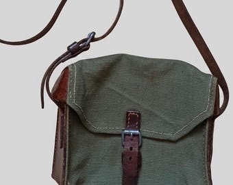 Vintage Swiss Army Military Ammo/Tool Bag Leather Satchel Shoulder bag retro city bag World War 2 surplus 1948 WW2