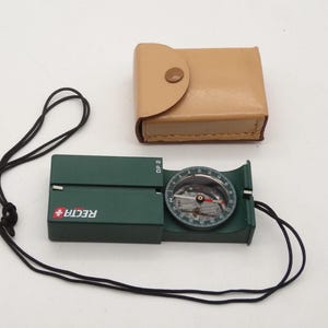 Vintage RECTA Type DP2 DP 2 Original Swiss Army Military Field Compass Mirror with leather case/etui Switzerland Bienne Survival Outdoor