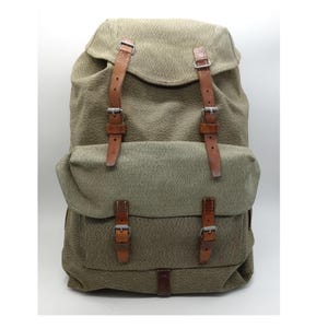 Mochila militar adicional original del ejército suizo, lona con efecto sal y pimienta, 56, 1956, rareza vintage.