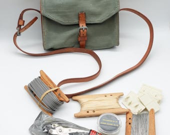 Vintage Swiss Army Military Ammo/Tool Bag Leather Satchel Shoulder bag retro city bag World War 2 surplus 1972 NOS WW2
