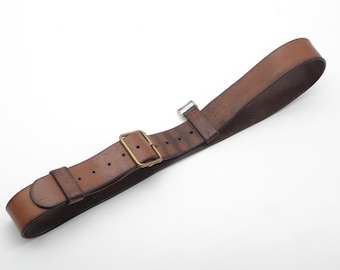 Superb Swiss Army Military Officier leather belt Centurion Switzerland 1,10 m, 110 cm, 43 inch Vintage Uniform Surplus Saddler Work 1982
