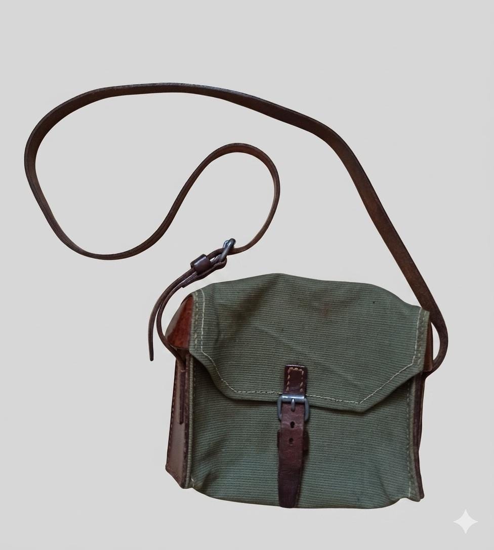 Vintage Swiss Army Military Ammo/tool Bag Leather Satchel Shoulder