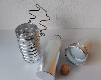 Unbenutzter Vintage Schweizer Armee Militär Aluminium Volcano Flasche Kantinen Tasse Topf Borde Kocher Koch Set Schweiz 3 teilig
