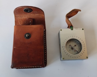 FLAB Sitometer Büchi Bern m. Leather-Case, Switzerland Military Army, SWISS MADE, Compass Artillery 1967
