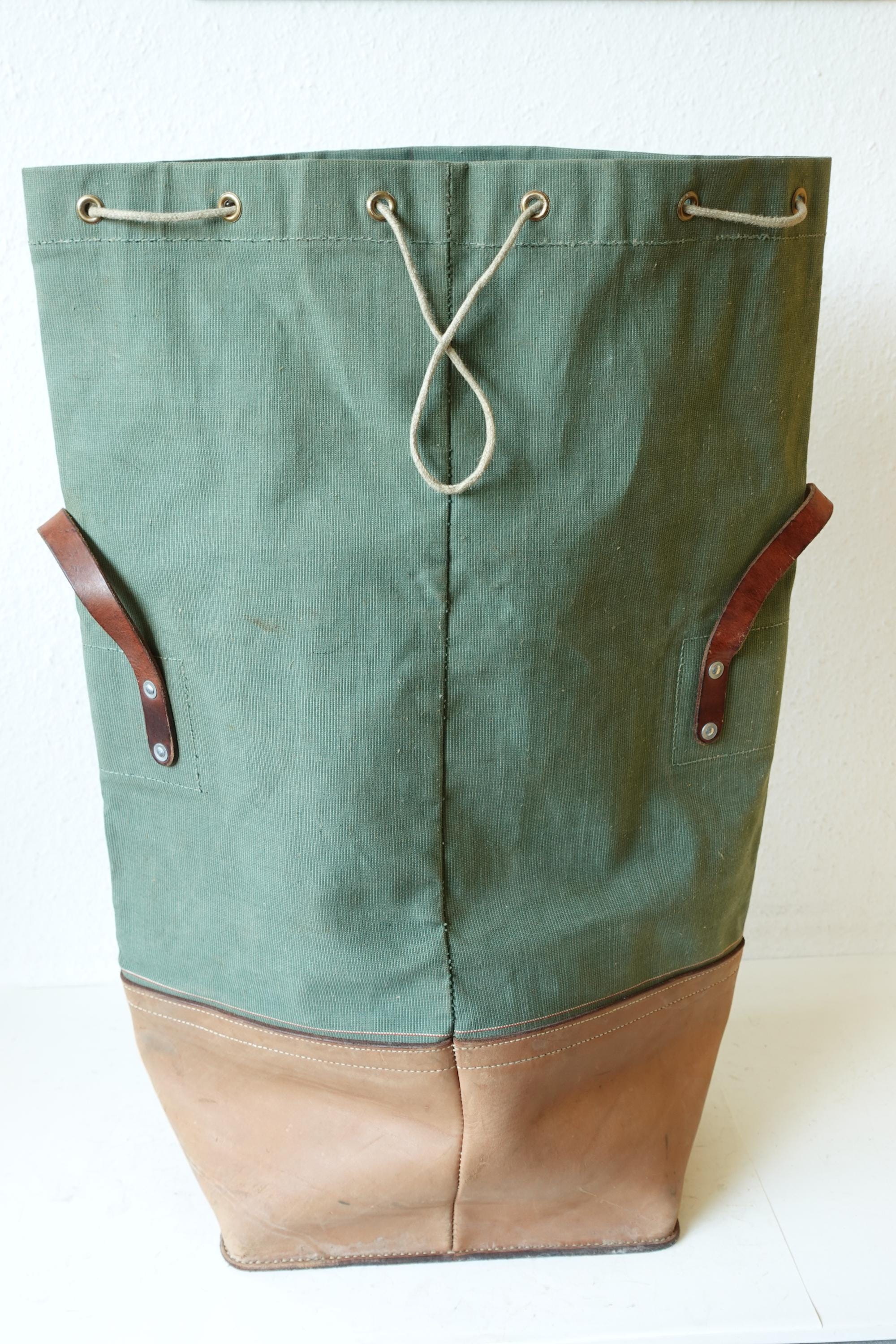 Superb Large Swiss Army Military Sea Bag Backpack Canvas Leather
