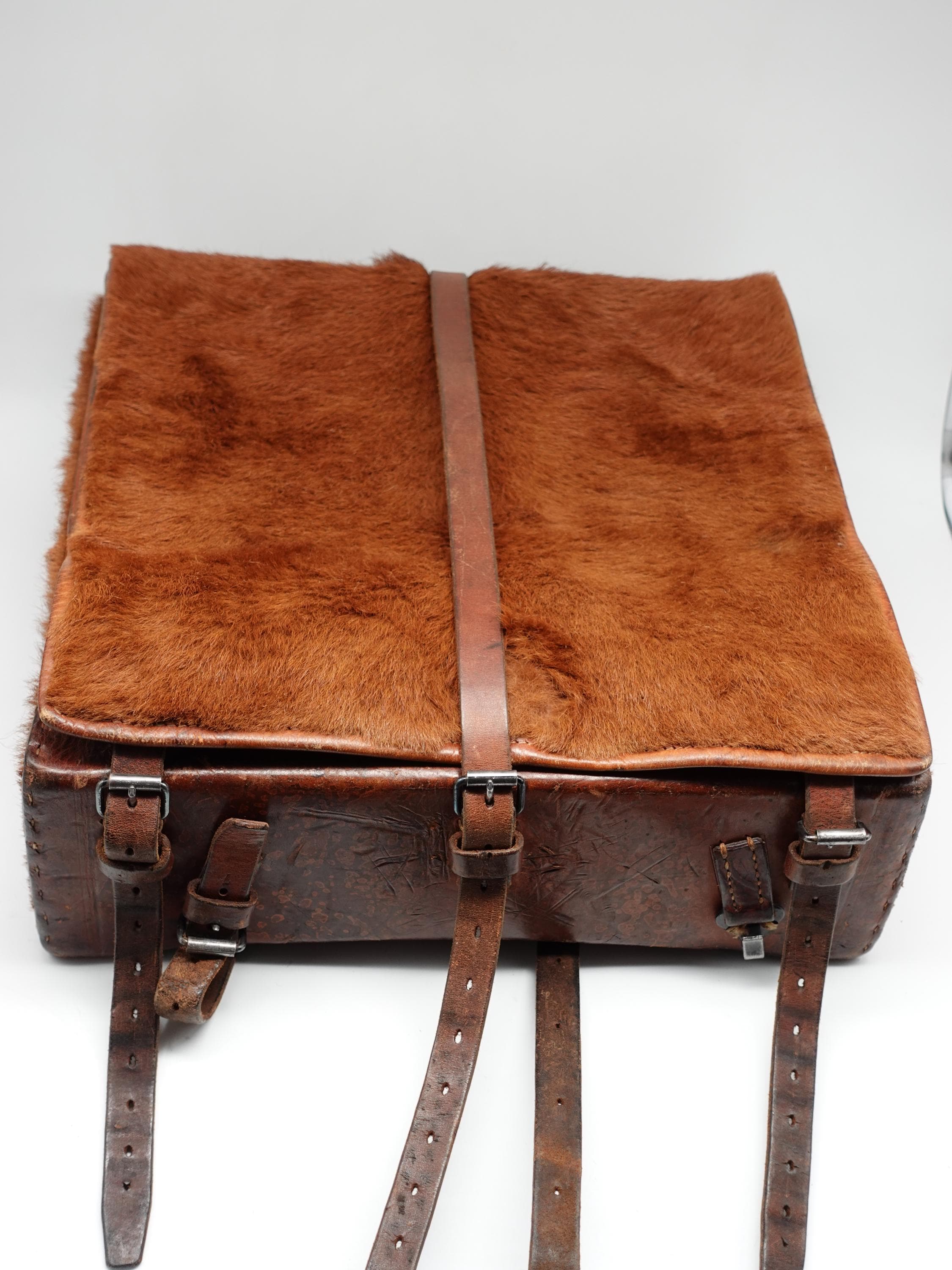 WW2 Original Swiss Army Sellier Cowhide Fur Rucksack Military