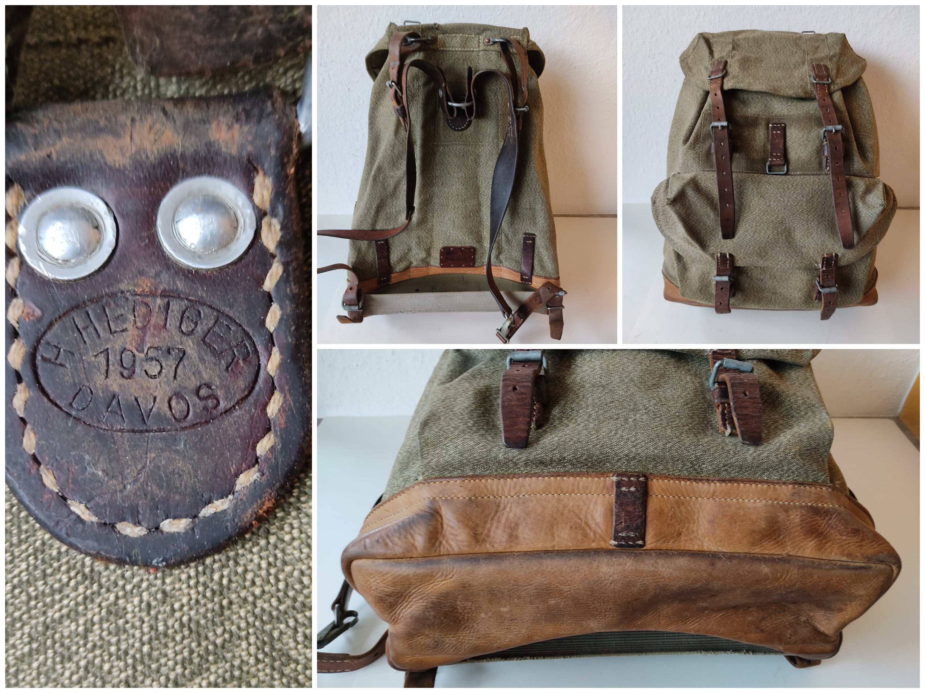 Original Swiss Army Military Backpack Rucksack 1957 Canvas Etsy