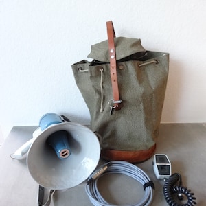 Swiss Army Military Megaphone with Salt&Pepper Canvas Bag Leather Switzerland TRM-66A Japan
