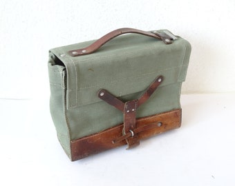 Beautiful Swiss Army Military Leather Canvas Magazine Ammo Bag Card Holder Handbag 1964 Officier Switzerland Original