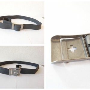 Vintage Schweizer Armee Militäroffizier Gürtel, Schweizer Kreuz Silber Schnalle Militärnobel für Uniform Schweiz 1 m