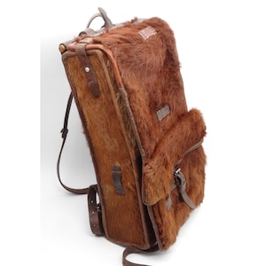 Original Swiss Army Sellier cowhide Fur Rucksack military leather backpack vintage Switzerland handmade saddler 1924 Harley-Davidson WW1 WW2