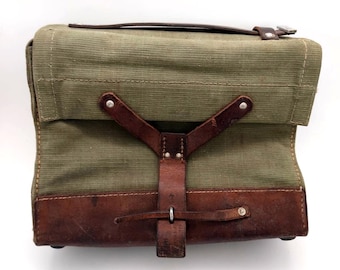 Beautiful Swiss Army Military Leather Canvas Magazine Ammo Bag Card Holder Handbag 1963 Officier Switzerland Original