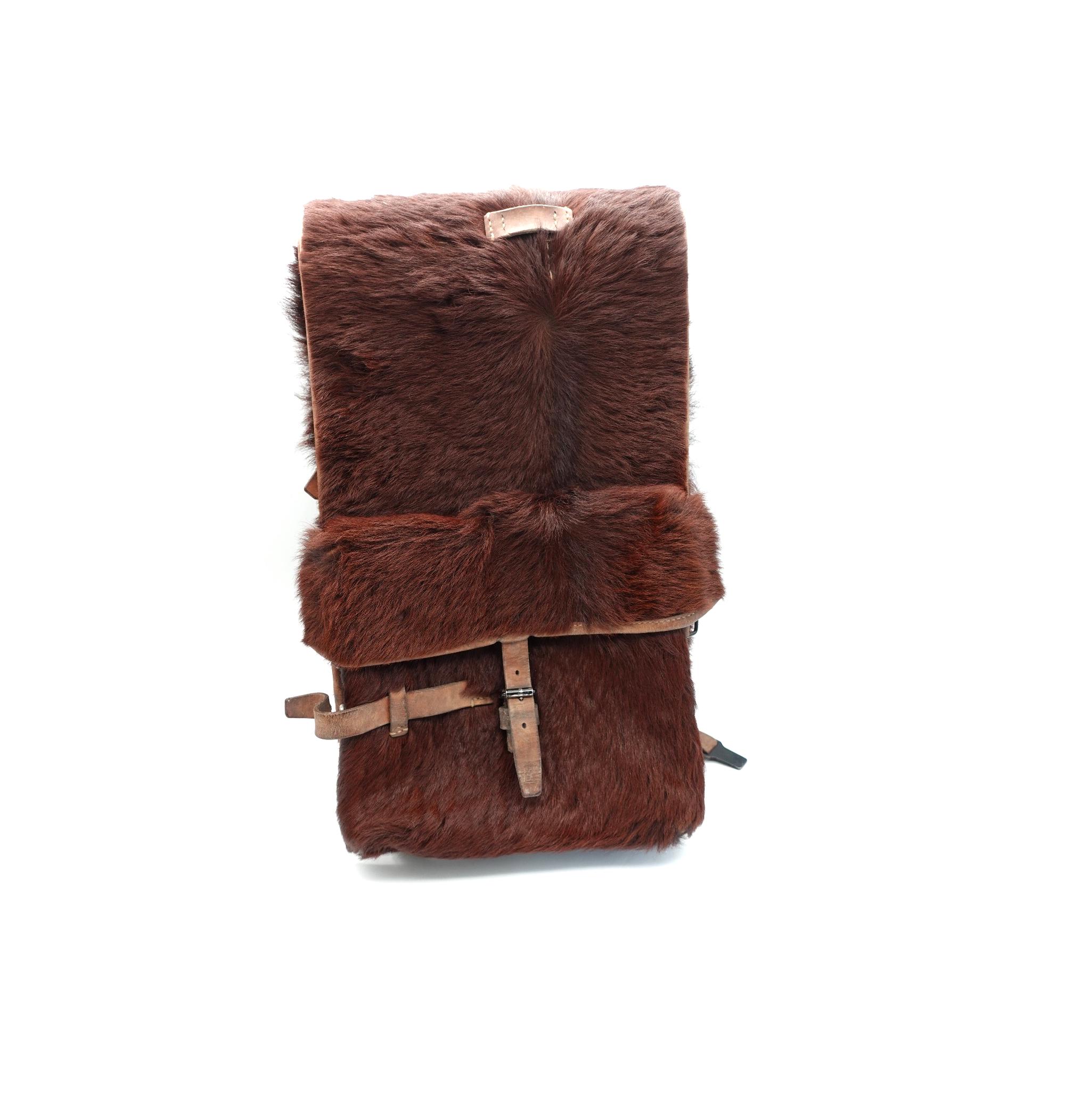 Original Swiss Army Sellier Cowhide Fur Rucksack Military Leather