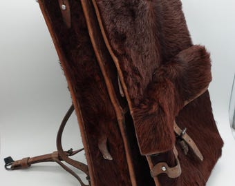 Original Swiss Army Sellier Cowhide Fur Rucksack Military Leather