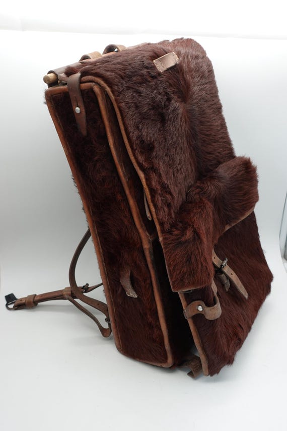 Original Swiss Army Sellier Cowhide Fur Rucksack Military Leather