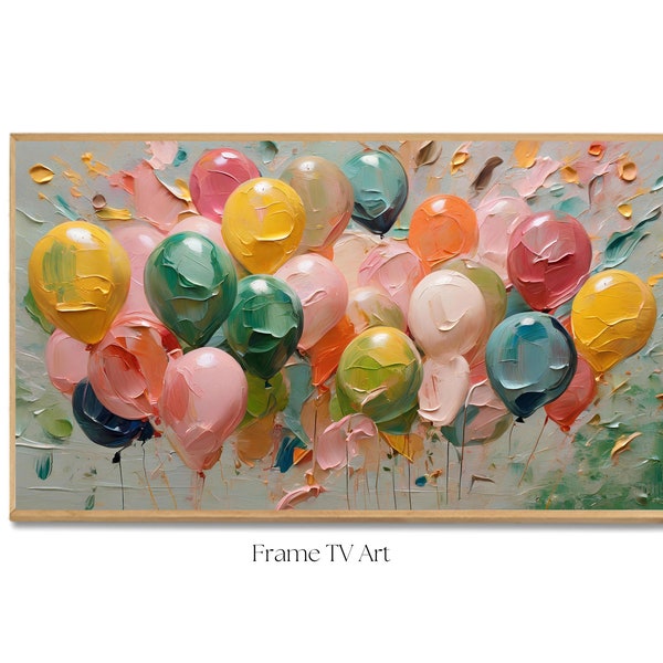 Samsung Frame Tv Art Birthday, Happy Birthday Oil Painted Balloons Frame TV Art , Frame TV Art Digital Download for Samsung Frame TV