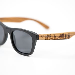Bamboo, square wayfarer style, wooden sunglasses, handmade personalized gift, Unique engraved sunglasses, Vithom