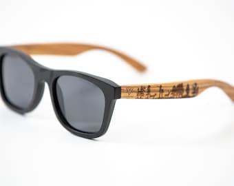 Bamboo, square wayfarer style, wooden sunglasses, handmade personalized gift, Unique engraved sunglasses, Vithom