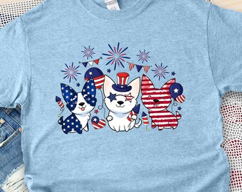 Happy 4th Of July Dog Shirt, American Flag Dog Shirt, Dog Lover Shirt, Patriotic Life, Dog Mom Shirt, Patriotic American Gift Shirt myDZ