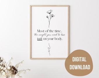 Stampa artistica con linee di positività corporea, affermazioni femminili (download digitale)
