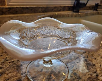 Northwood glass art clear and opalescent compote