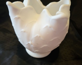 Vintage Imperial white satin milk glass vase