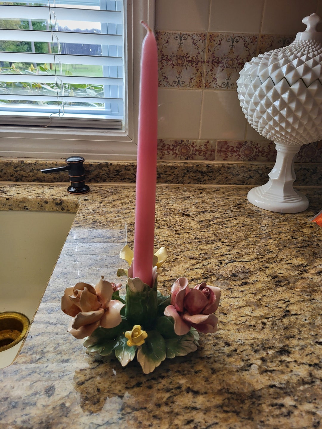 Capodimonte Roses Candle Holder Etsy