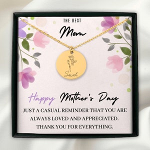 Personalized Birth Flower Necklace | Personalized Name necklace | Gifts For Her | Mother&#39;s Day Gift