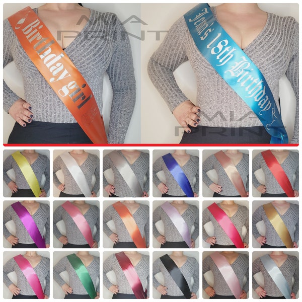 PERSONALISIERTE SASH - Personalisierte Hen Night Sash Personalisierte Geburtstags-Schärpe Event-korporative personalisierte Sash Individueller Text-Druck hergestellt in Großbritannien