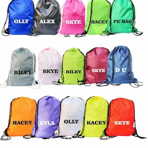 Personalised Drawstring Bag Kids School Bag Personalised Gym Bag Swimming Bag Back to School Drawstring Bag Kids PE Bag Kit Custom Name UK