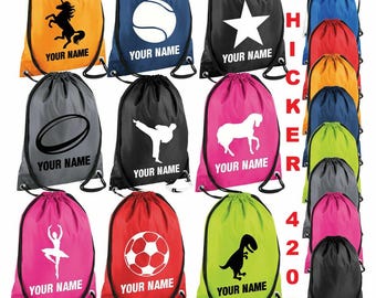 子供用パーソナライズドローストリングバッグ - 学校体育キット 水泳 ダンス ジム UK