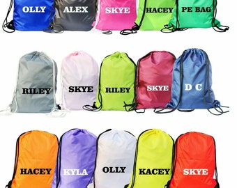 Personalised Drawstring Bag Kids School Bag Personalised Gym Bag Swimming Bag Back to School Drawstring Bag Kids PE Bag Kit Custom Name UK