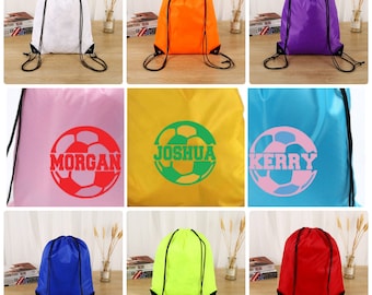 Bolsa con cordón Nombre personalizado y letra Club escolar PE Nombre personalizado Bolsa de zapatos deportivos para niños Mochila para niños Bolsa de fútbol Gimnasio Danza Natación