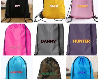 Personalised Drawstring Bag Kids School Bag Personalised Gym Bag Swimming Bag Back to School Drawstring Bag Kids PE Bag Kit Custom Name UK