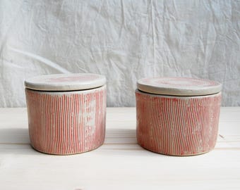 French red butter dish