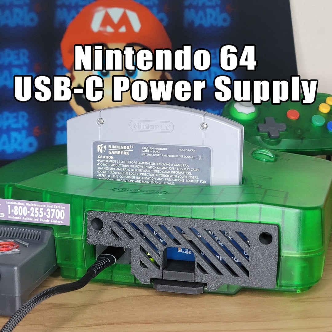 USB-C Power Supply for Nintendo 64 With 3D Printed Case - N64