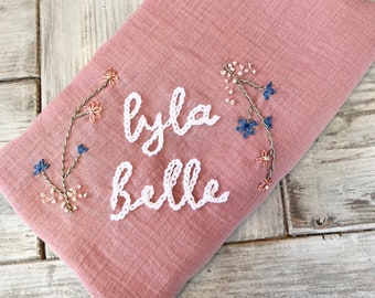 Hand embroidered personalized baby blankets