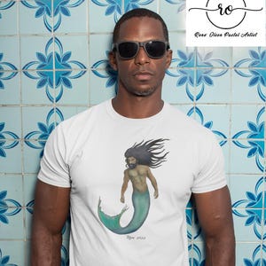 Merman Unisex Softstyle T-Shirt, Ocean Fantasy Tee, Mythical Sea Creature Shirt, Beach Lover Gift, Coastal Apparel