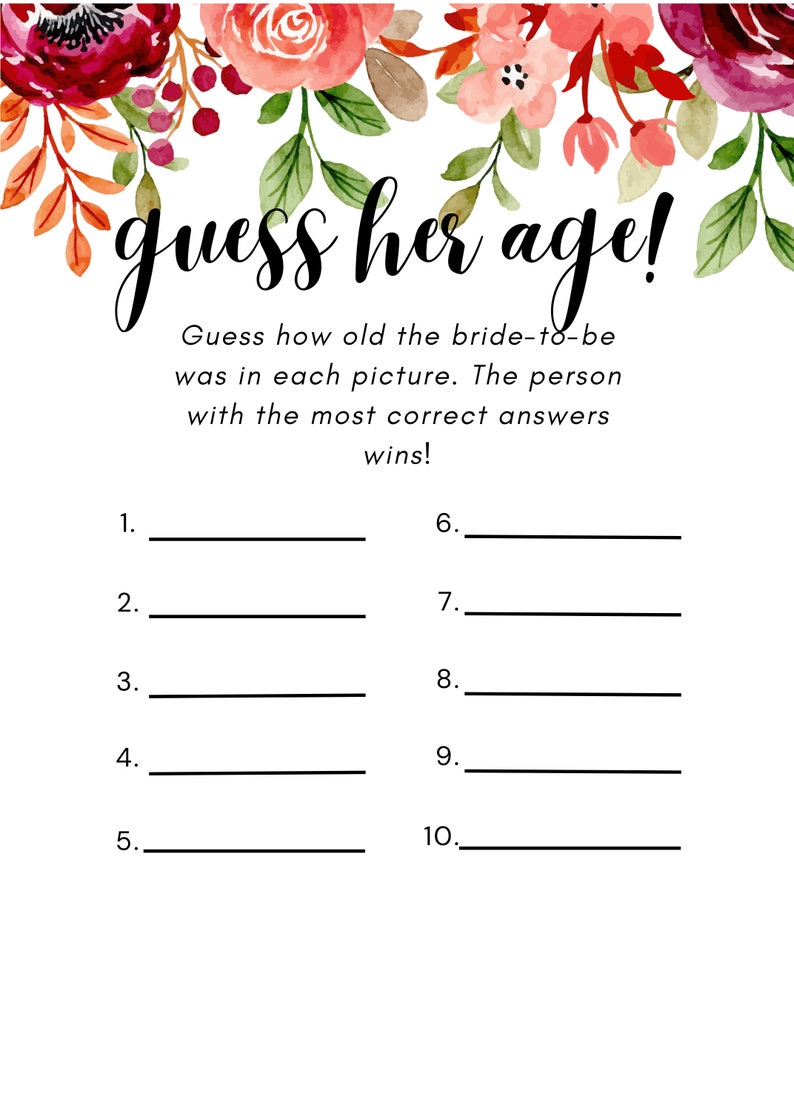 Bridal Printable Shower Games Etsy